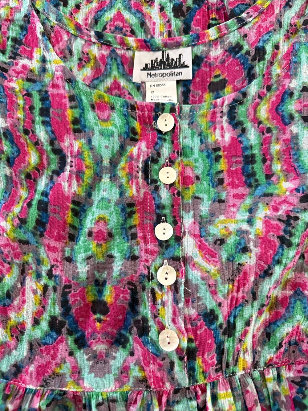 Metropolitan Colorful Tie-Dye Maxi Dress with Button Front 1X NWOT - Picture 3 of 4
